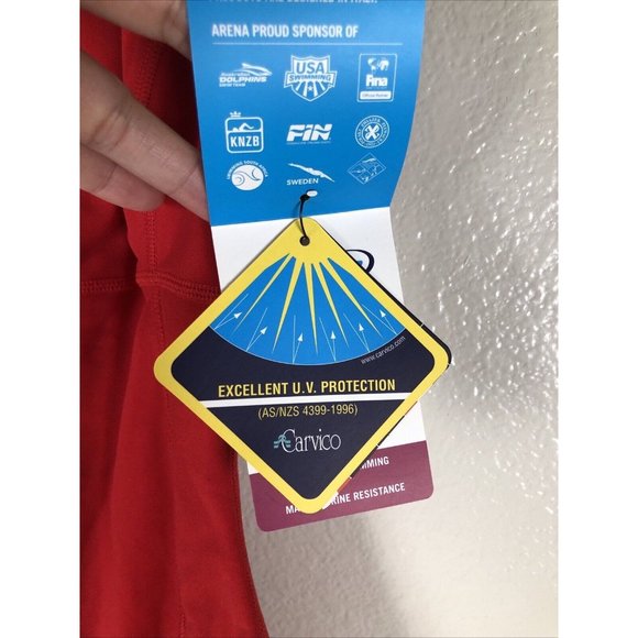 Arena Women's Solid Waterpolo One Piece Swimsuit Red Size 26  NWT - Picture 4 of 15